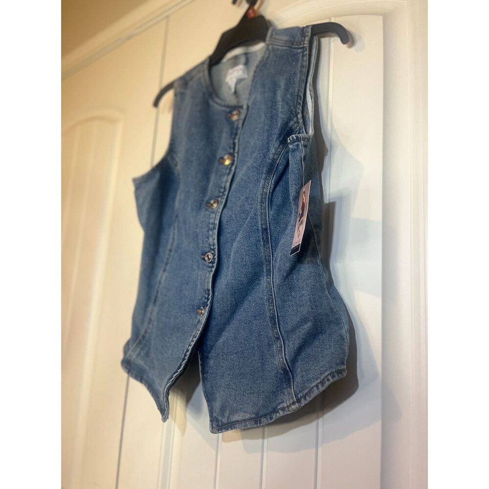 NWT Sofia Jeans by Sofia Vergara Womens XS Denim Vest Sleeveless Button Front